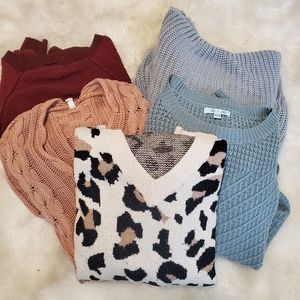 5 Sweaters Lot - Umgee She + Sky Wishlist Knit